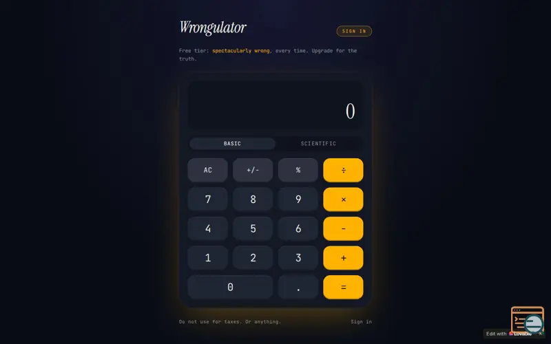 Screenshot of Wrongulator