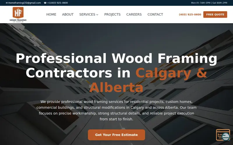 Screenshot of Home Framing LTD