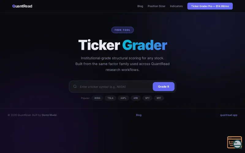 Screenshot of Ticker Grader -Stock Analysis Tool