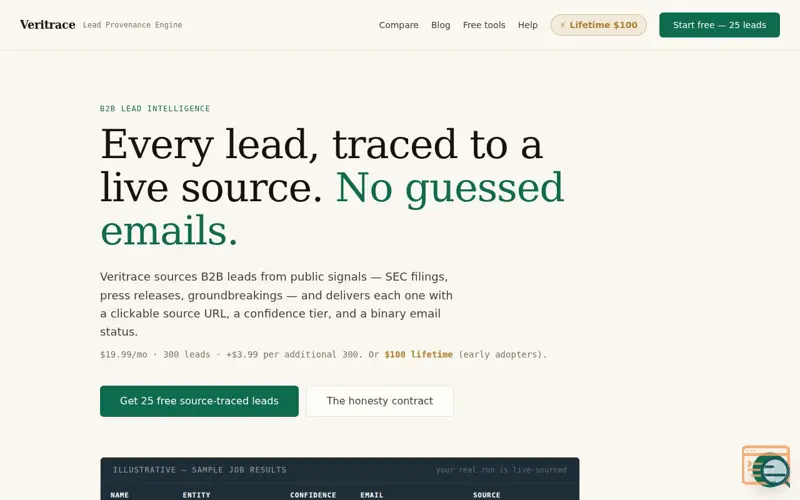 Screenshot of Veritrace