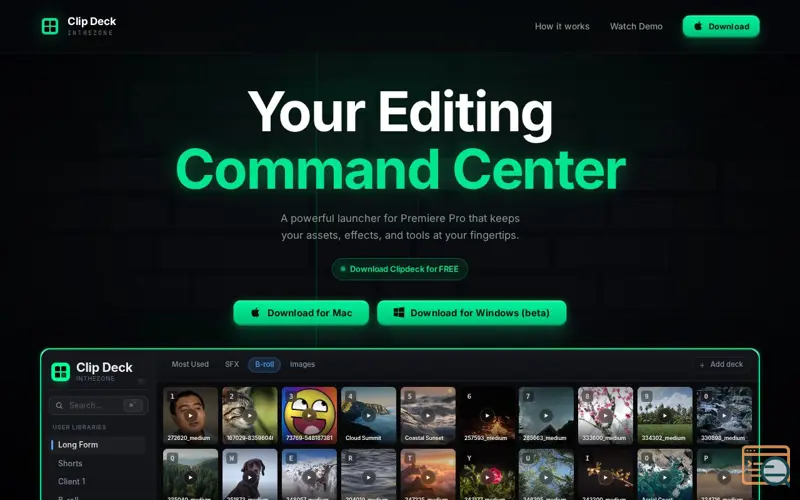 Screenshot of Clip Deck for Premiere Pro