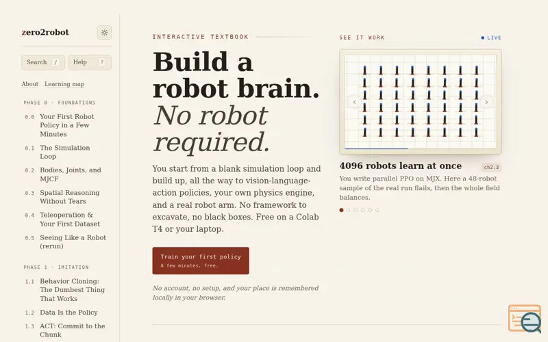 Screenshot of Zero2Robot