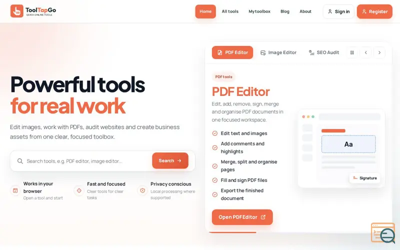 Screenshot of ToolTapGo