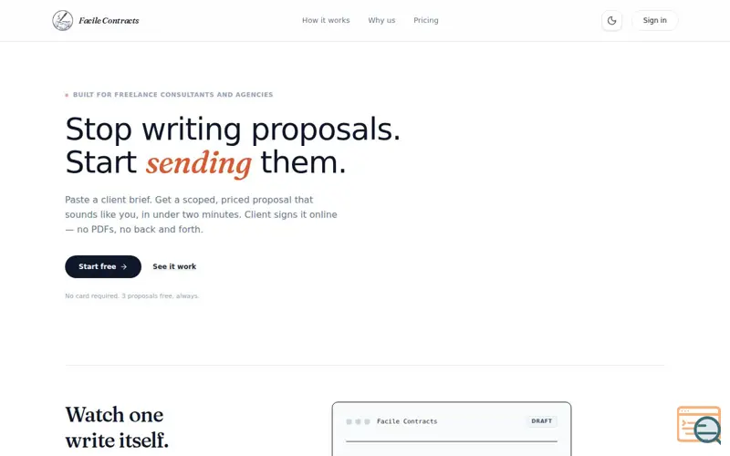 Screenshot of Facile Contracts