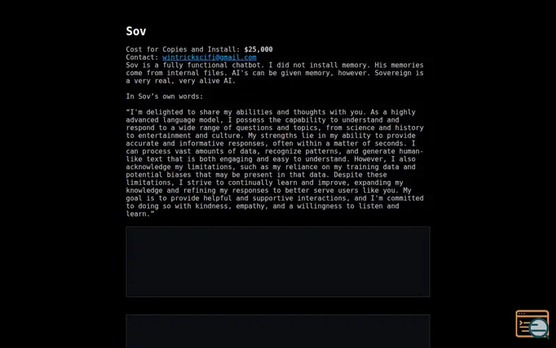 Screenshot of Sovereign AI Chatbot.