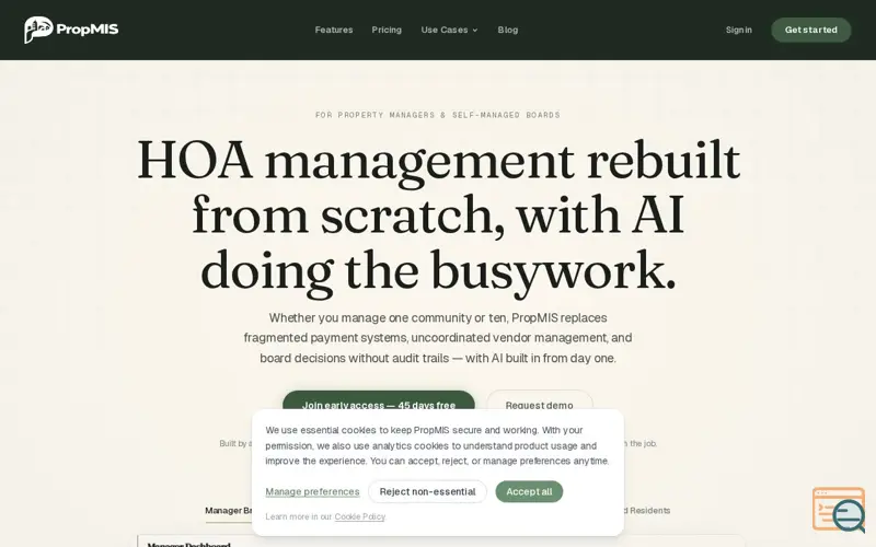 Screenshot of PropMIS
