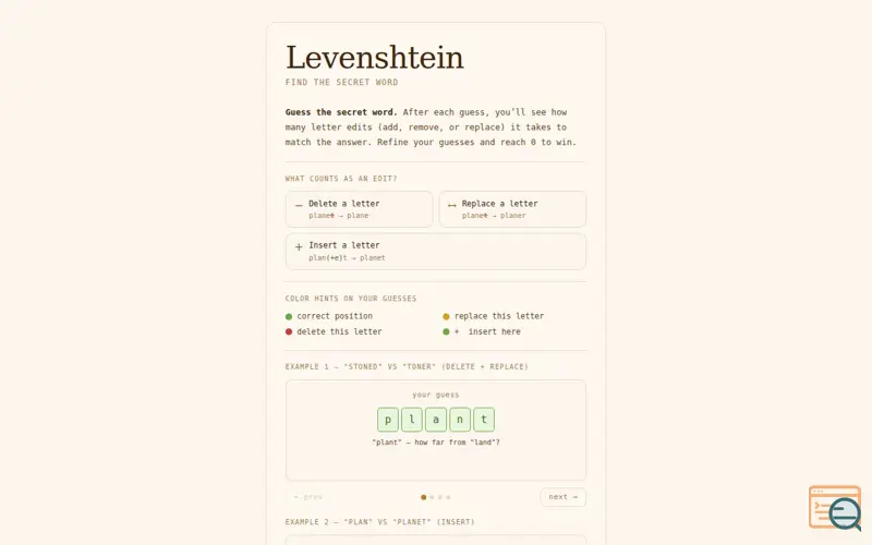 Screenshot of Levenshtein