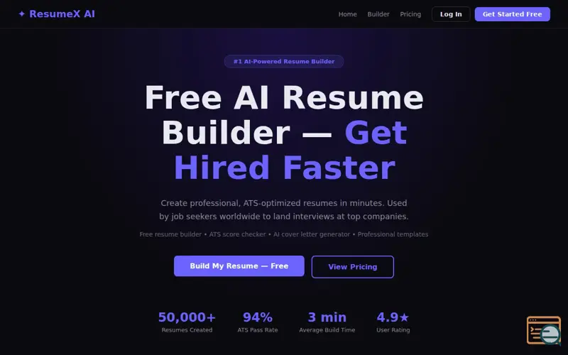 Screenshot of ResumeX AI