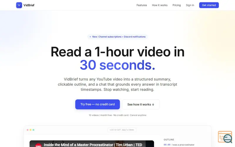 Screenshot of VidBrief