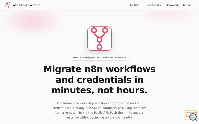 Screenshot of n8n Export & Migration Utility
