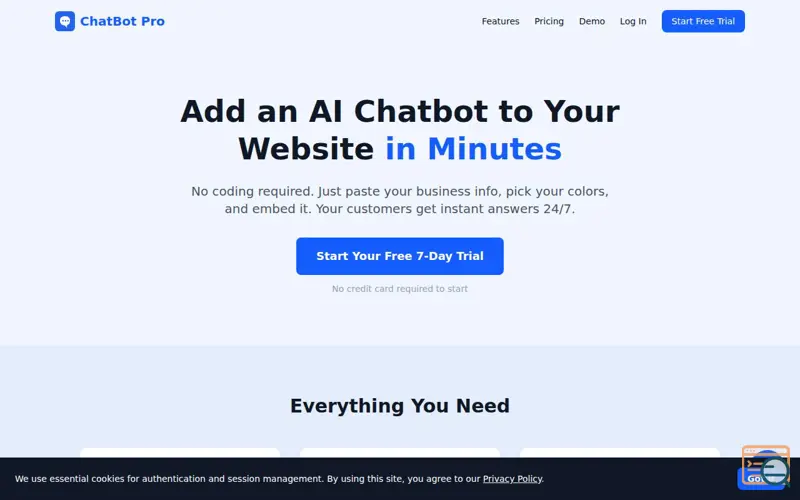 Screenshot of ChatBot Pro - AI Chatbot for Your Business