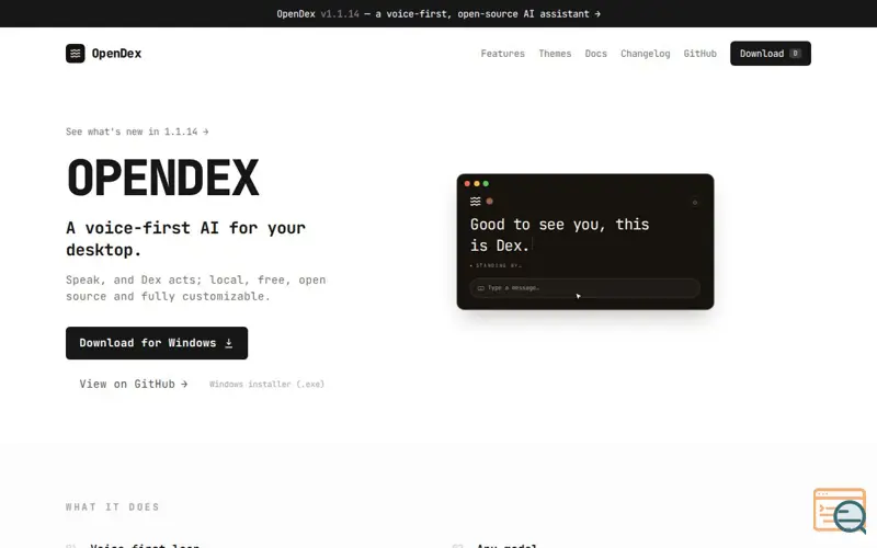 Screenshot of OpenDex – Open Source Voice AI