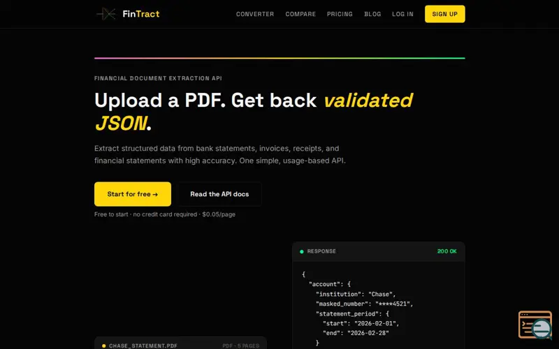 Screenshot of FinTract