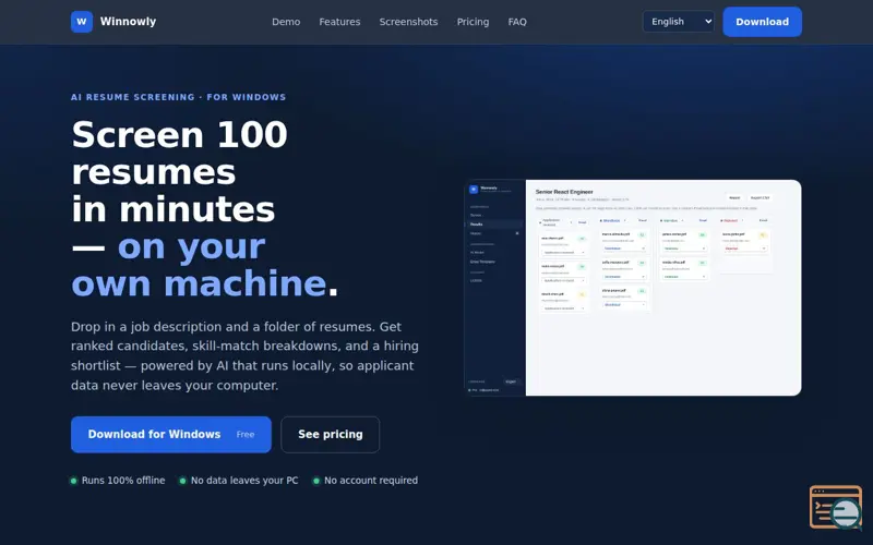 Screenshot of Winnowly