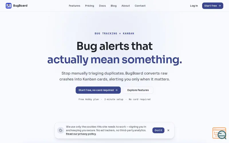 Screenshot of Bug tracking on a kanban board - BugBoard