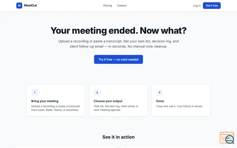 Screenshot of MeetOut