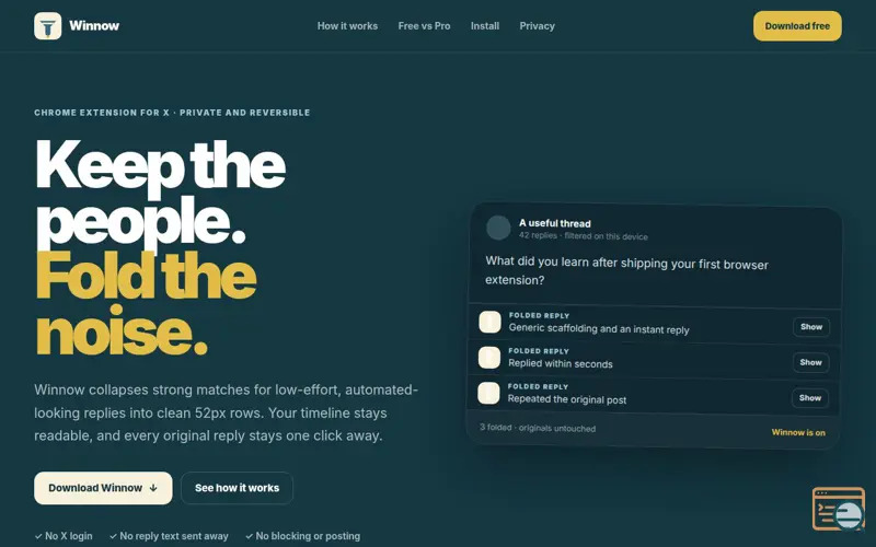 Screenshot of Winnow