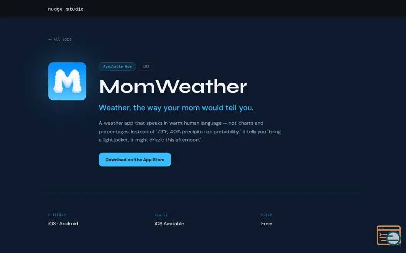 Screenshot of MomWeather