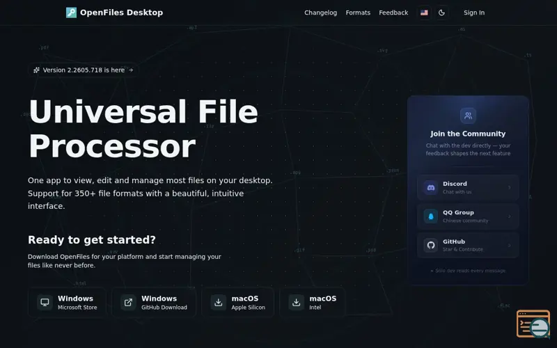 Screenshot of OpenFiles