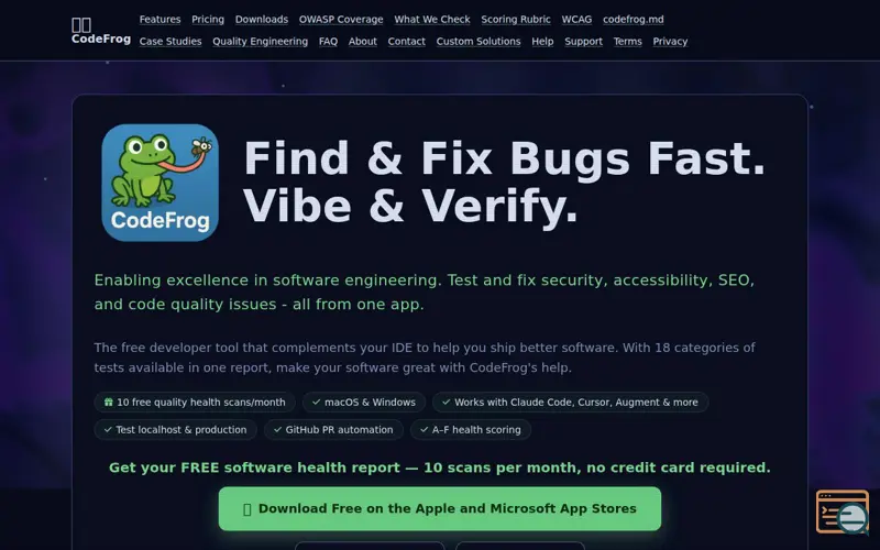 Screenshot of CodeFrog