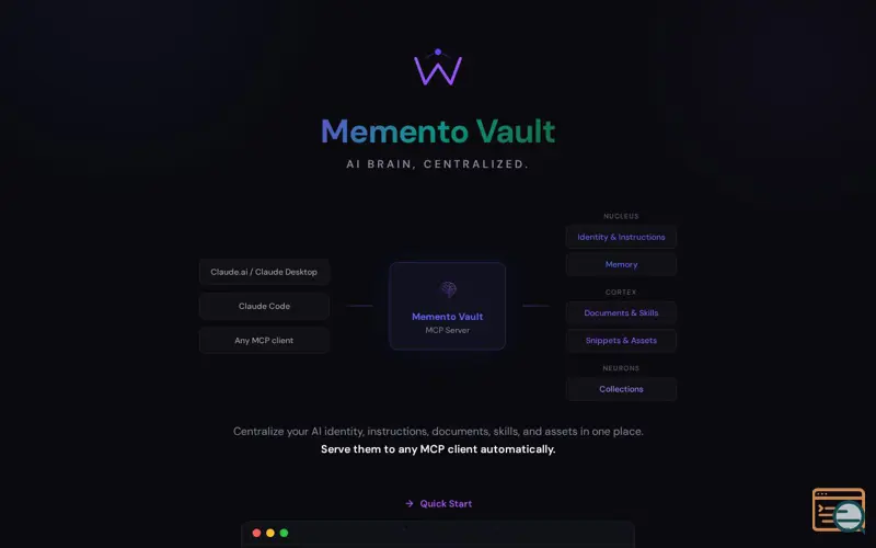 Screenshot of MementoVault