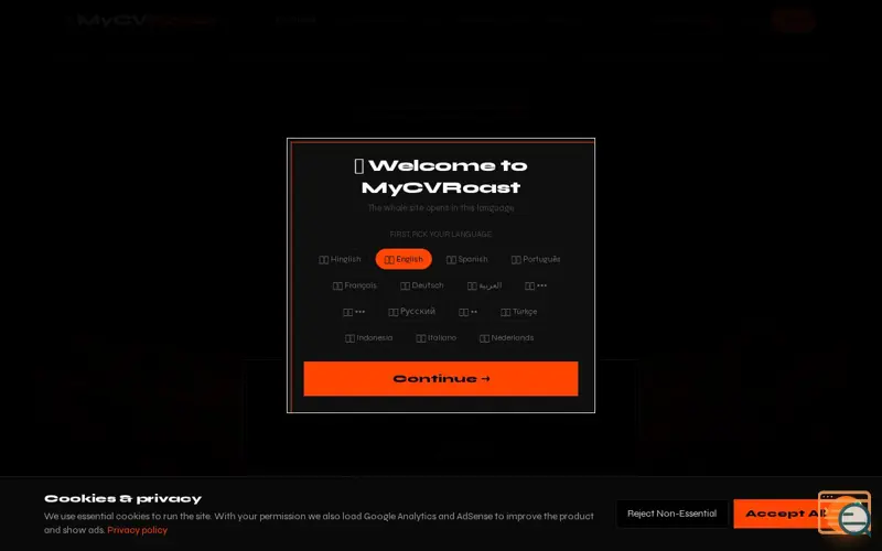 Screenshot of MyCVRoast