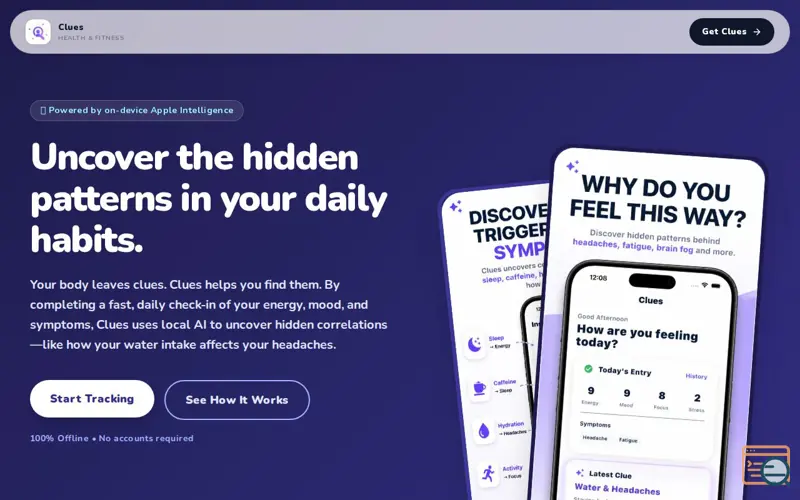Screenshot of Clues: Symptom & Mood Tracker