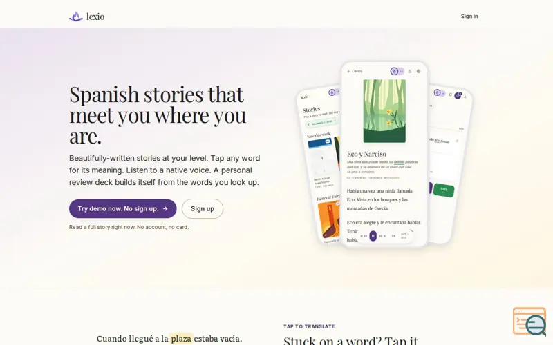 Screenshot of Lexio