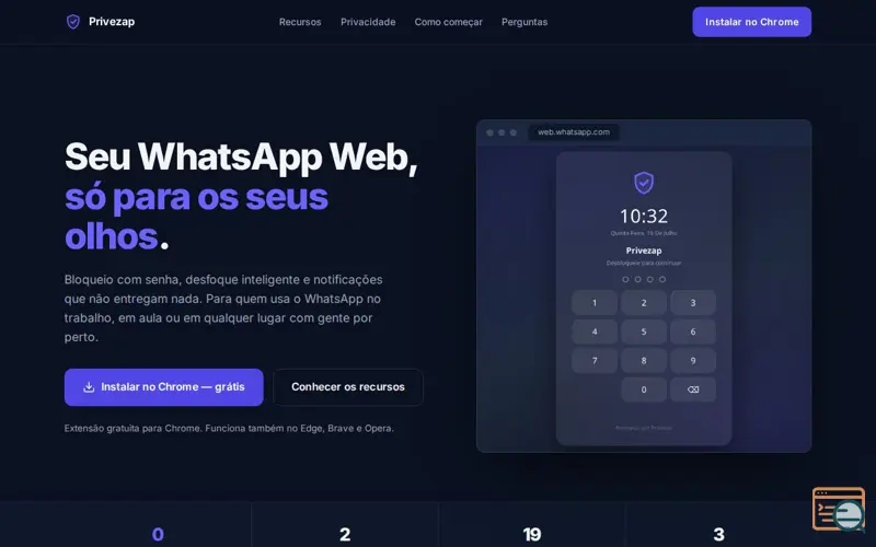 Screenshot of Privezap — Privacy for WhatsApp Web, a launch using Google Fonts