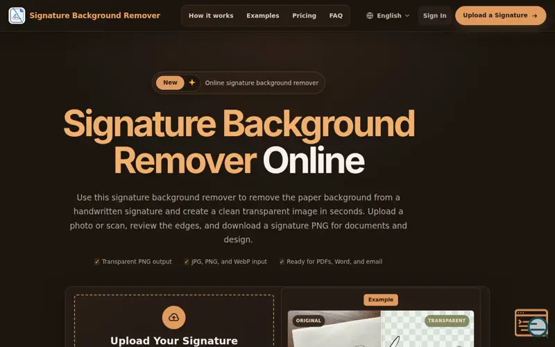 Screenshot of Signature Background Remover | Transparent PNG Online