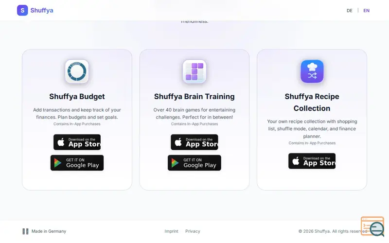 Screenshot of Shuffya Budget