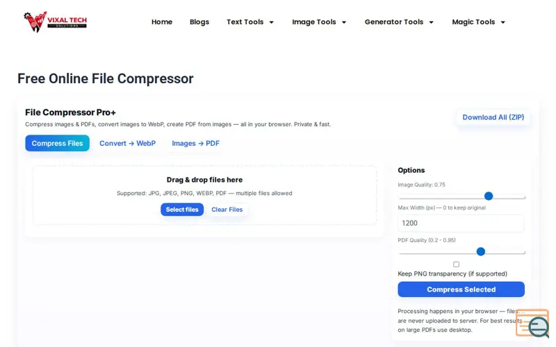 Screenshot of Compress Image Online No Upload Free