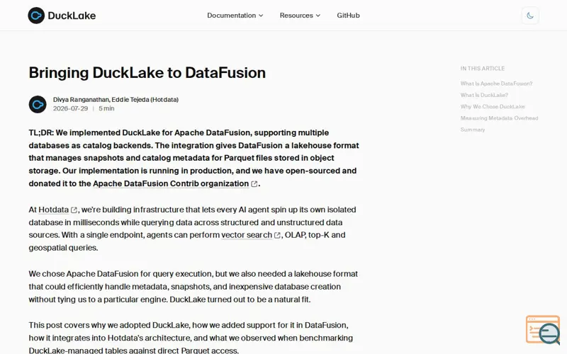 Screenshot of Ducklake