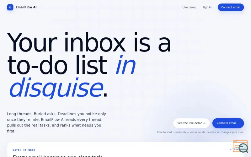 Screenshot of EmailFlow AI