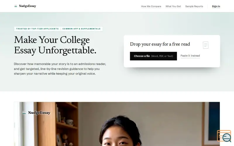 Screenshot of NudgeEssay | The Unfair Advantage for College Essays