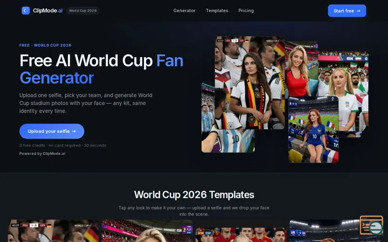Screenshot of World Cup Photo AI