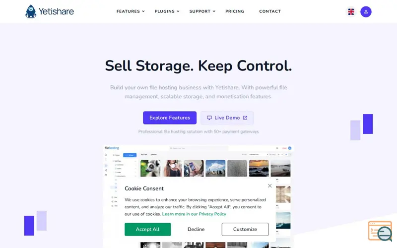 Screenshot of Yetishare