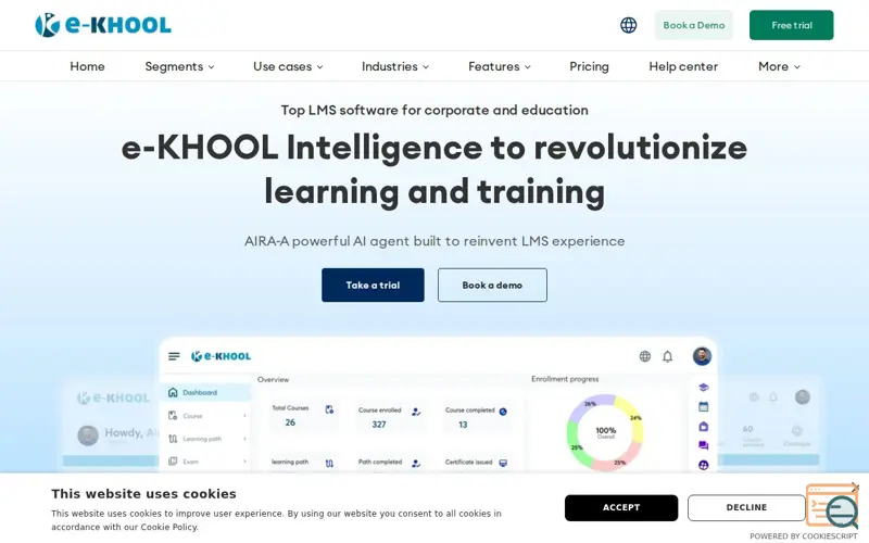Screenshot of e-KHOOL LMS, a launch using PubMatic