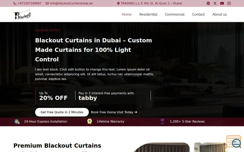 Screenshot of Blackout Curtain Dubai