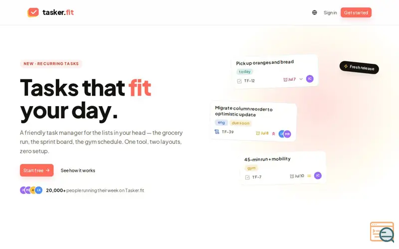Screenshot of Tasker.fit