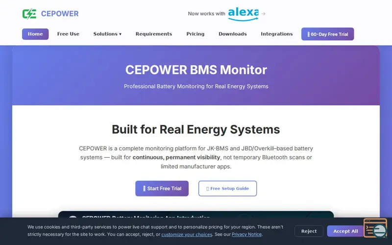 Screenshot of CEPOWER Battery Monitor