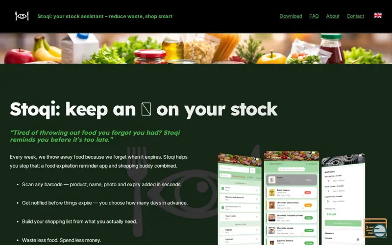 Screenshot of Stoqi: your stock assistant