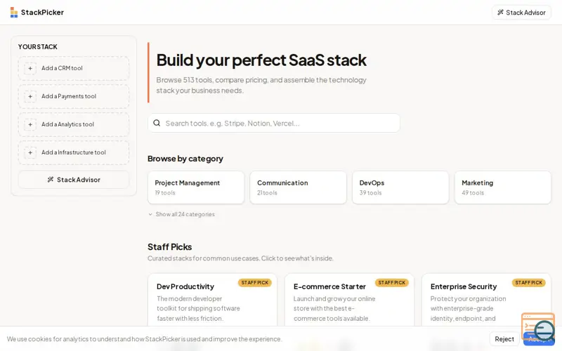 Screenshot of StackPicker