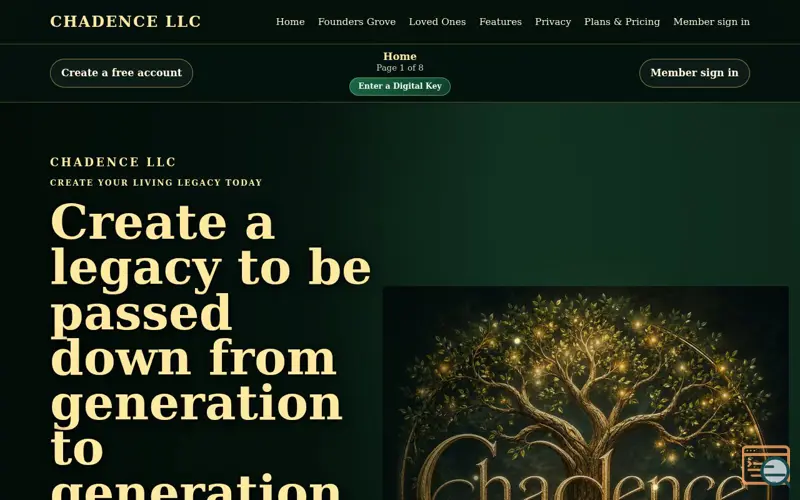 Screenshot of Digital Legacy Messages for Loved Ones | Chadence
