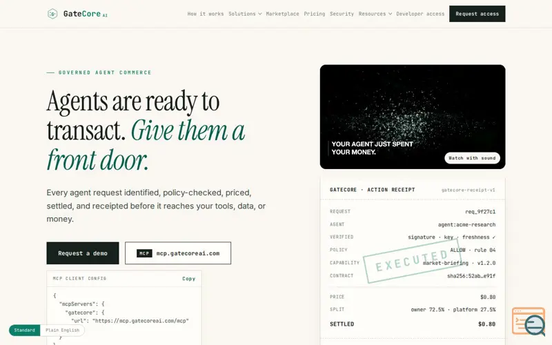 Screenshot of GateCore AI