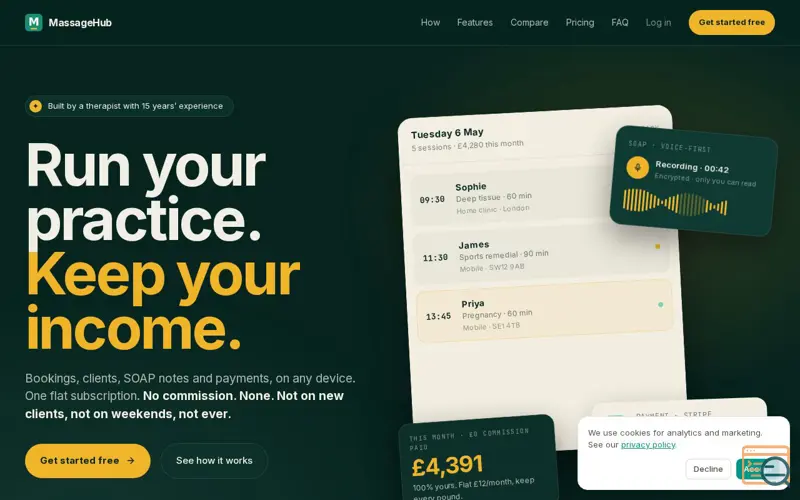 Screenshot of MassageHub