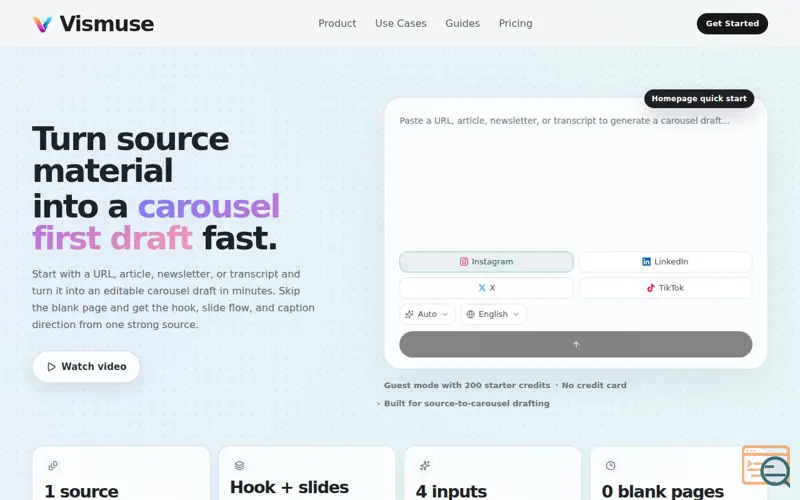 Screenshot of Vismuse, a launch using Dynadot Email