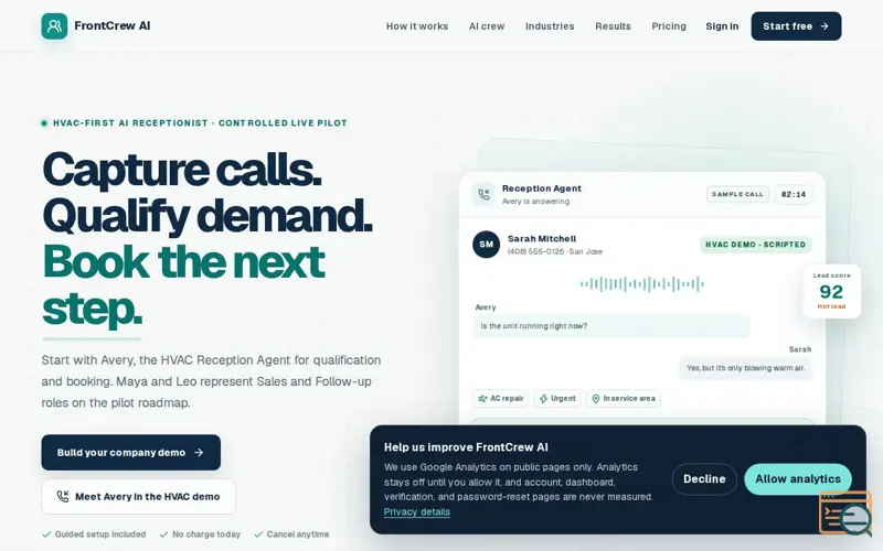 Screenshot of FrontCrew AI