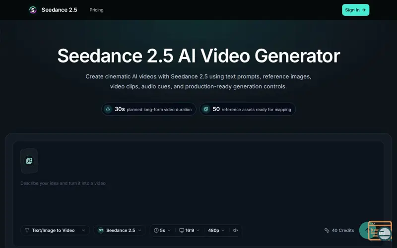 Screenshot of Seedance 2.5 AI Video Generator