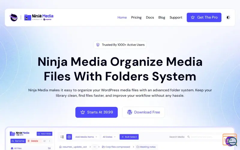 Screenshot of Ninja Media For WordPress Media Library
